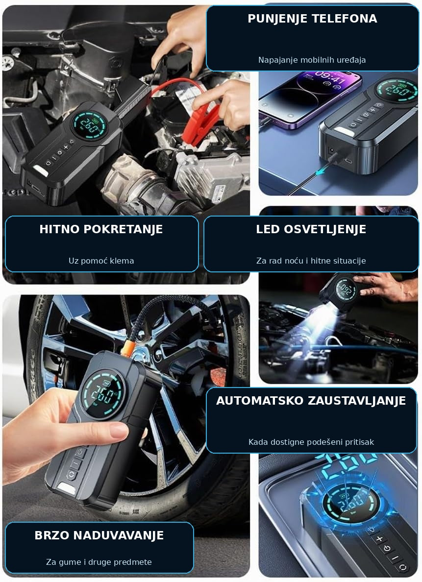 4 U 1 STARTER – KOMPRESOR, PUNJAČ I LAMPA